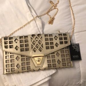 Laser cut gold clutch evening bag